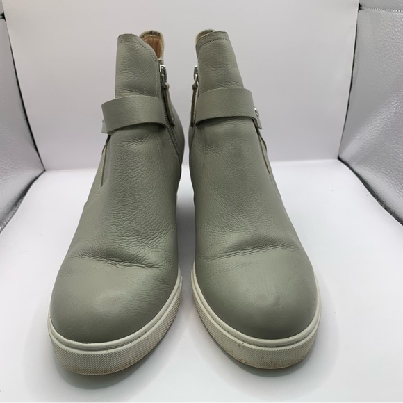 Linea Paolo Light Gray Leather FRESHTON High Hi Top Hidden Sneakers Sz 9M - Picture 2 of 10